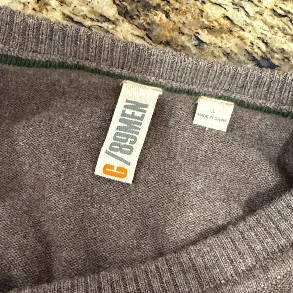 Cullen C/89MEN Brown 100% Cashmere V-Neck Sweater Men’s Size L